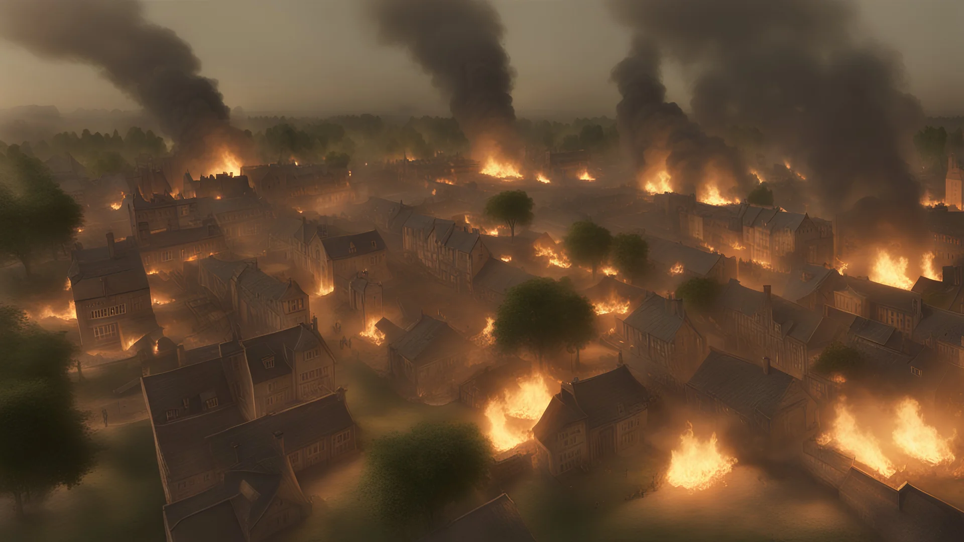 British empire towns burning realistic