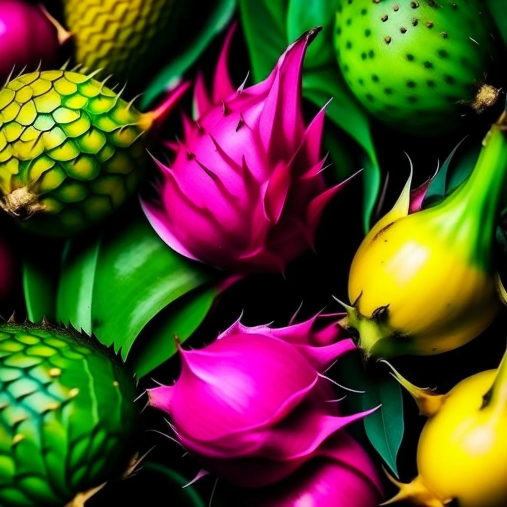 A background with colors of dragon fruit and its leaves