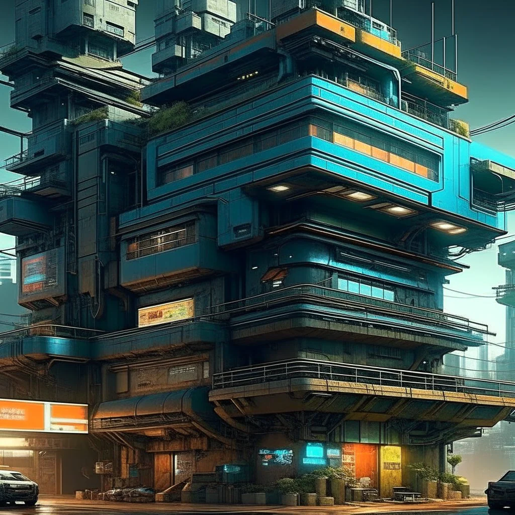 cyberpunk retro futuristic construction crain for comics
