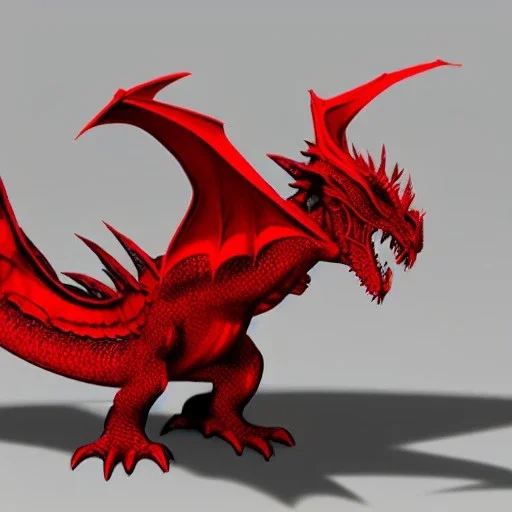 ugly dragon, red, spiky, ultra realisitc