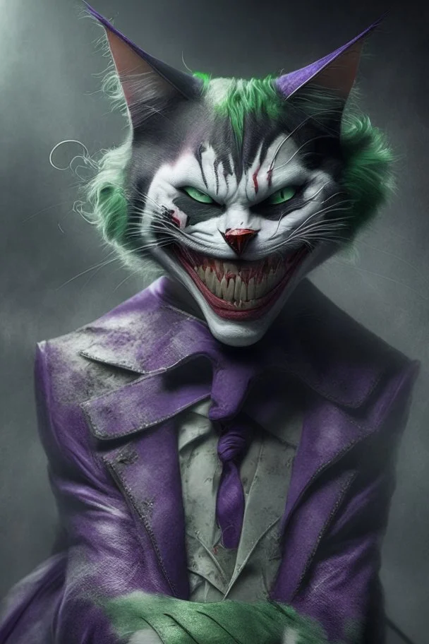 A picture of a cat in the form of a joker, a professional, high JPEG image