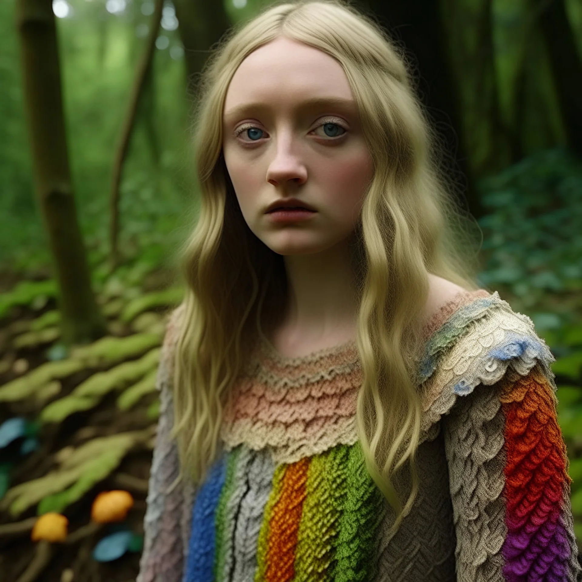 Knitted wedding dress, dakota fanning, autochrome