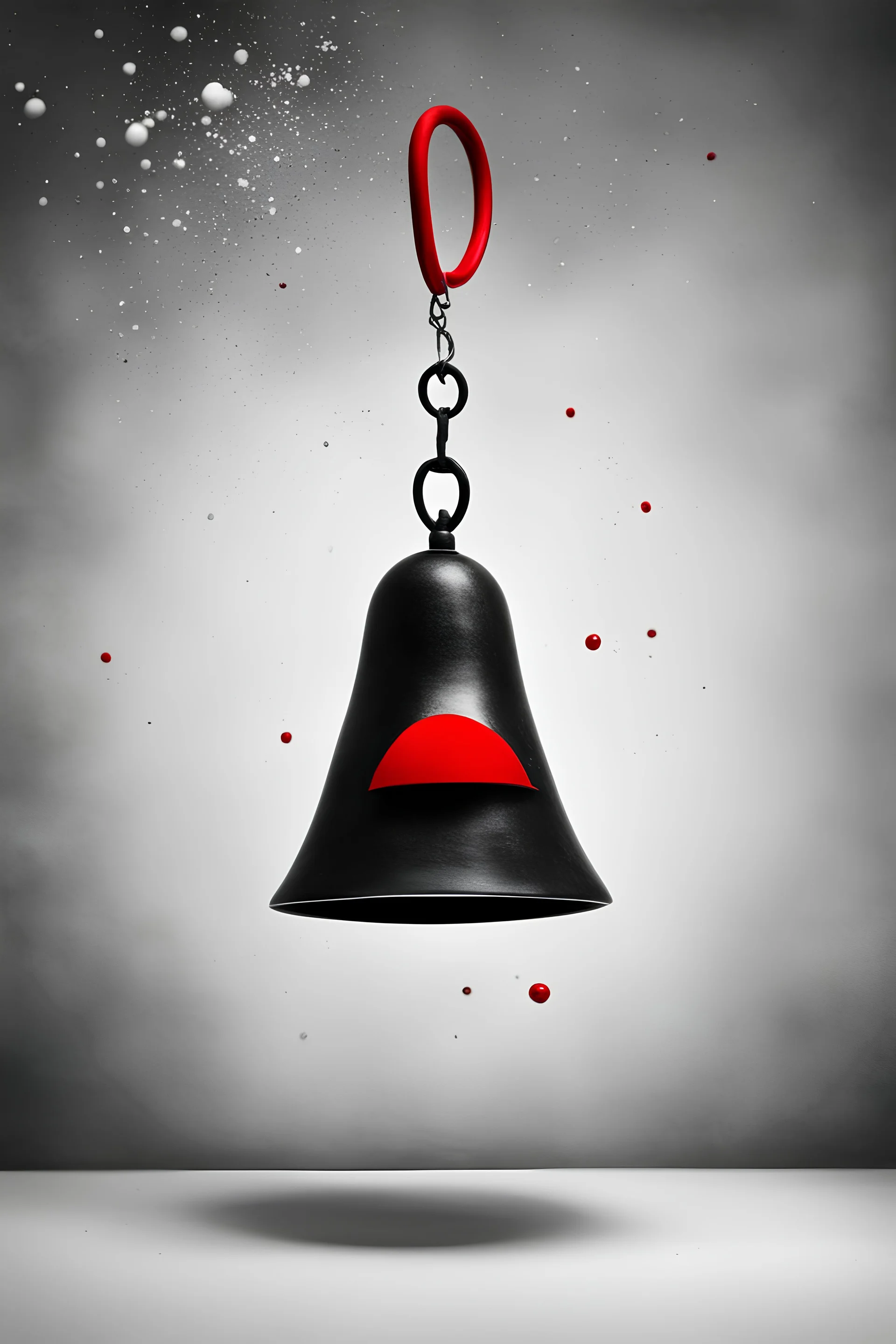 The month of December as a bell in black and white with a splash of red.