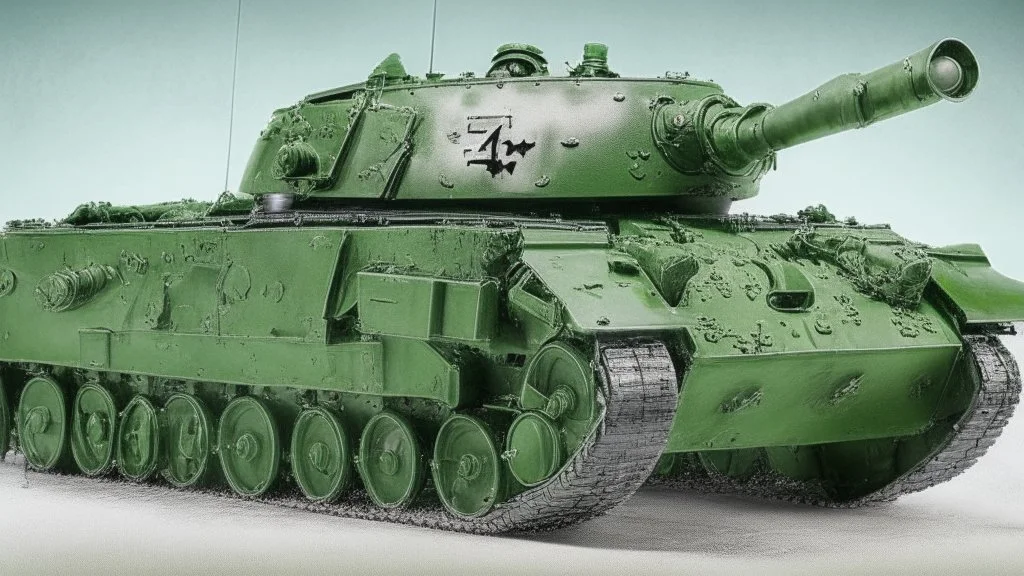 masterpiece, high detail, best quality, german WWII Tank, green paint, comic style