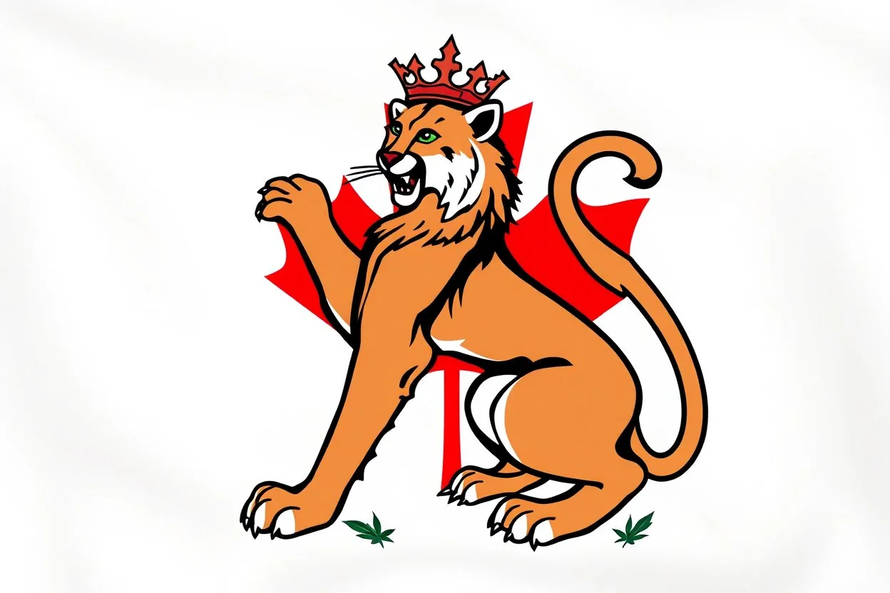 a canadian cougar in a royal lion position like on flags or crests, vector