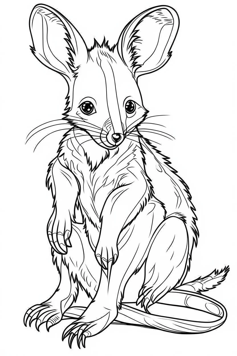 outline art for Wallaby Joey coloring pages with sitch, white background, Sketch style, full body, only use outline, toddlers style, clean line art, white background, no shadows and clear and well outlined.