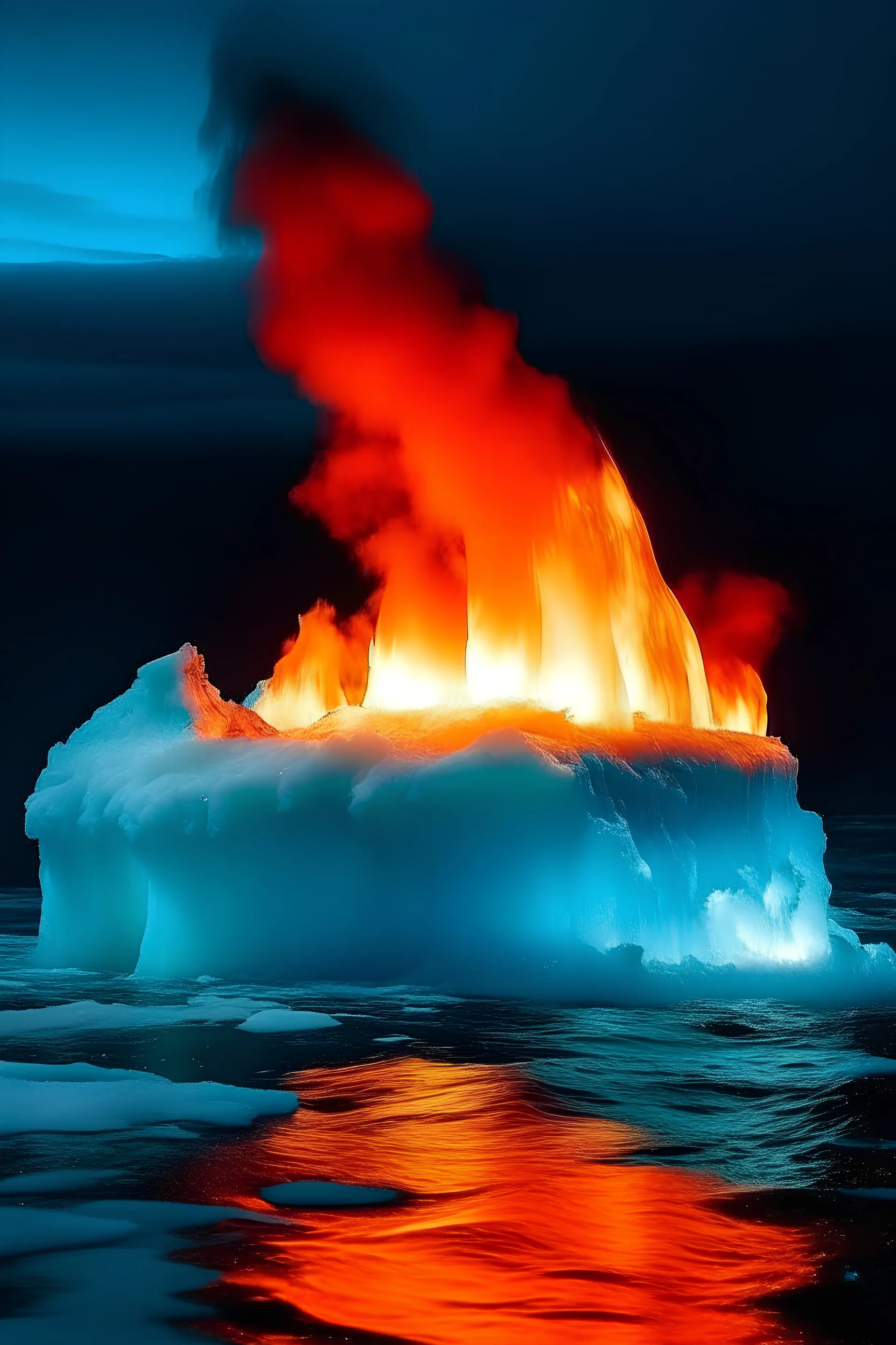 Fire on iceberg