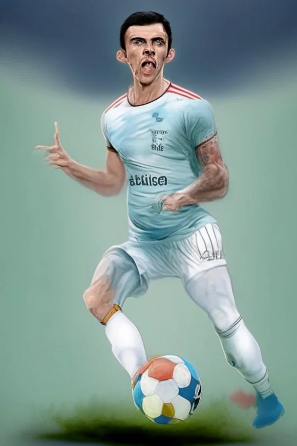 Gareth Bale foot plyer cartoon 2d