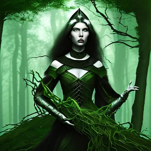  Woman witch in the dark forest