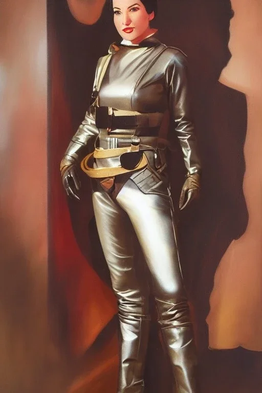 Full body portrait, painting, medium shot lady style of The Rocketeer