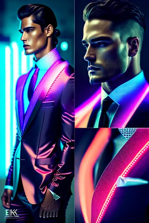 Smocking, evening suit, greek gods, cyberpunk smocking, neon smocking, epic