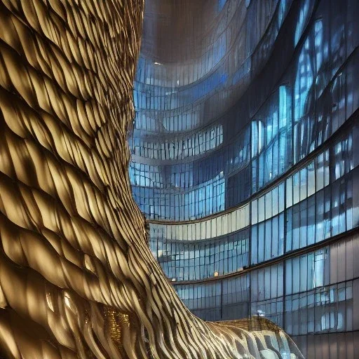 10 Grenelle, biomorphic structure, bioluminescence, centrepiece, france, interior design, Les Echos, Le Parisien, LVMH, media division, minimalist, office environment, parametric sculpture, Paris, refined details, ghostly lights,staircase,golden hour,masterpiece of Ora Ito mixed with Asaf Hanuka