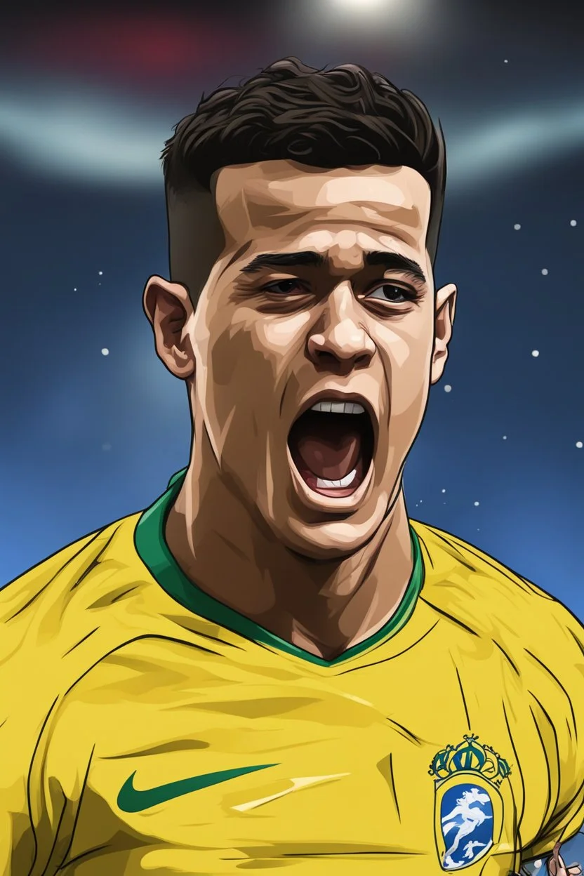 Philippe Coutinho Brazilian football player ,cartoon 2d