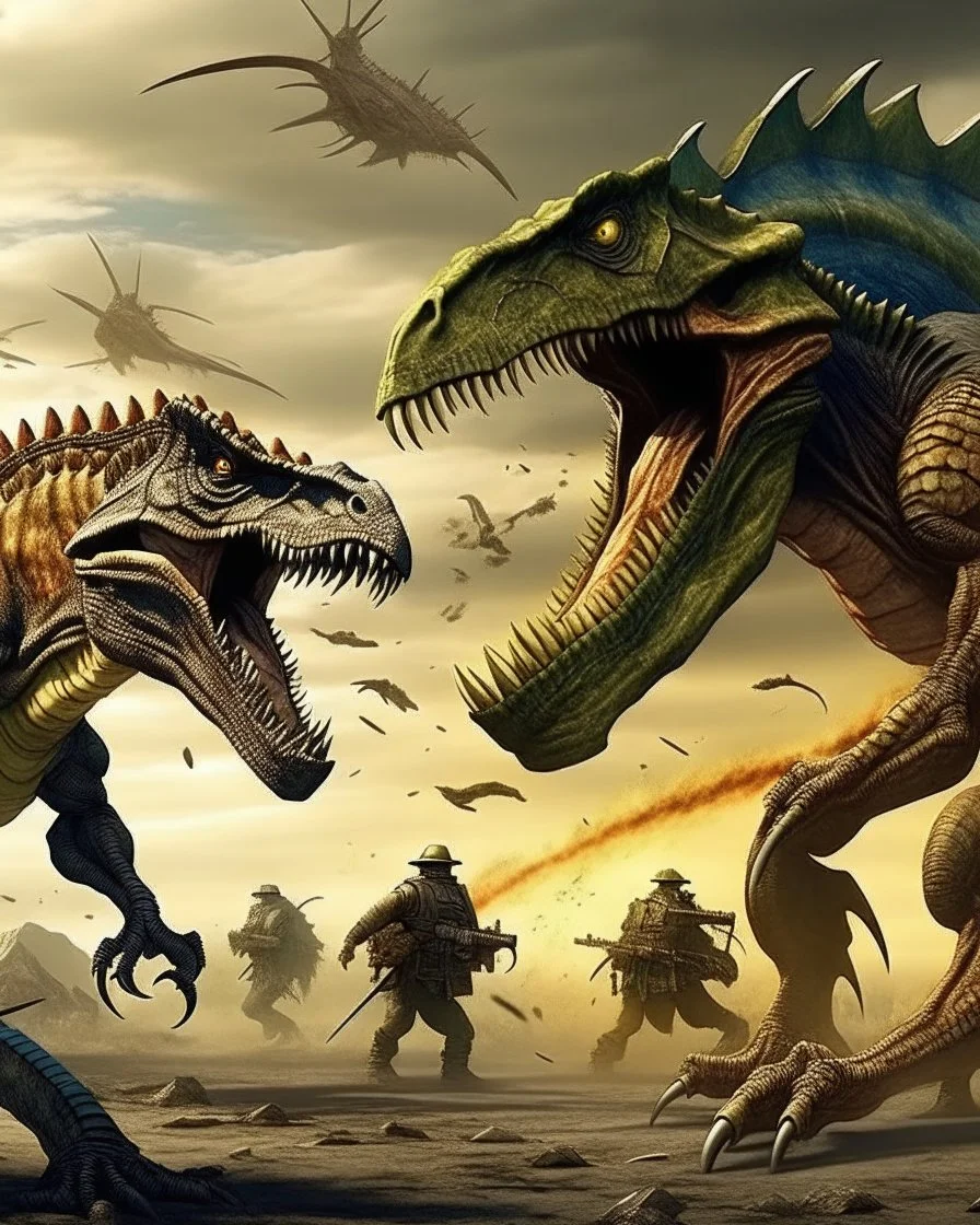 War between dinosaurs and aliens