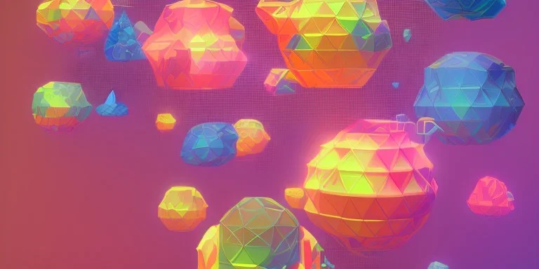 3D colorful geometric installation, simplistic, studio lighting, C4D, 16k, Behance, Artstation, centered, top down camera, vibrant