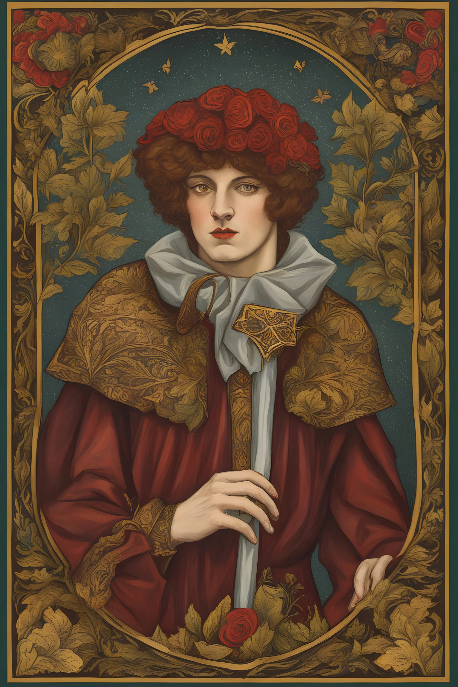 tarot card the fool in the style of dante gabriel rossetti