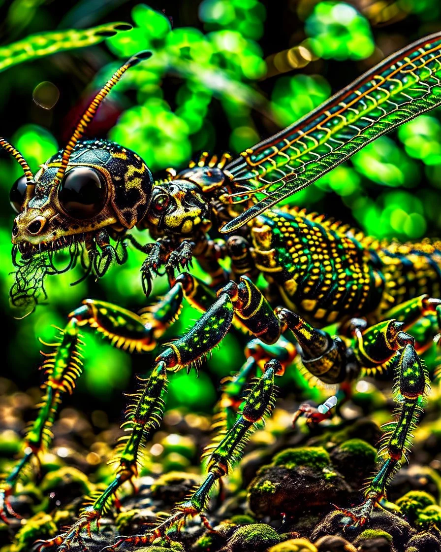 a national geographic style photograph of a eagle mantis lizard xenomorph hybrid