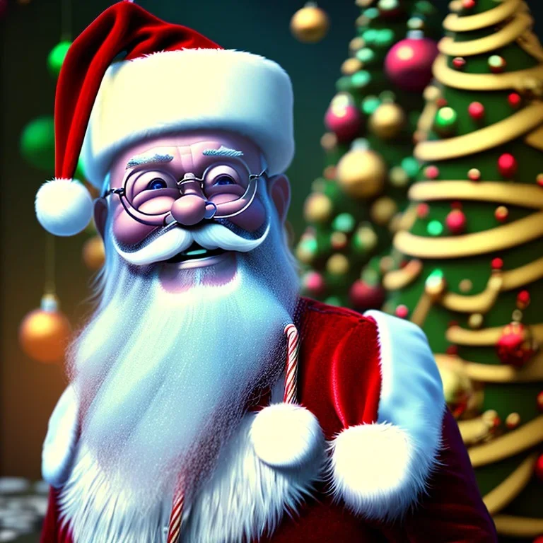  octane render, 8k, high detail, Santa , portrait, jolly, happy, laughing