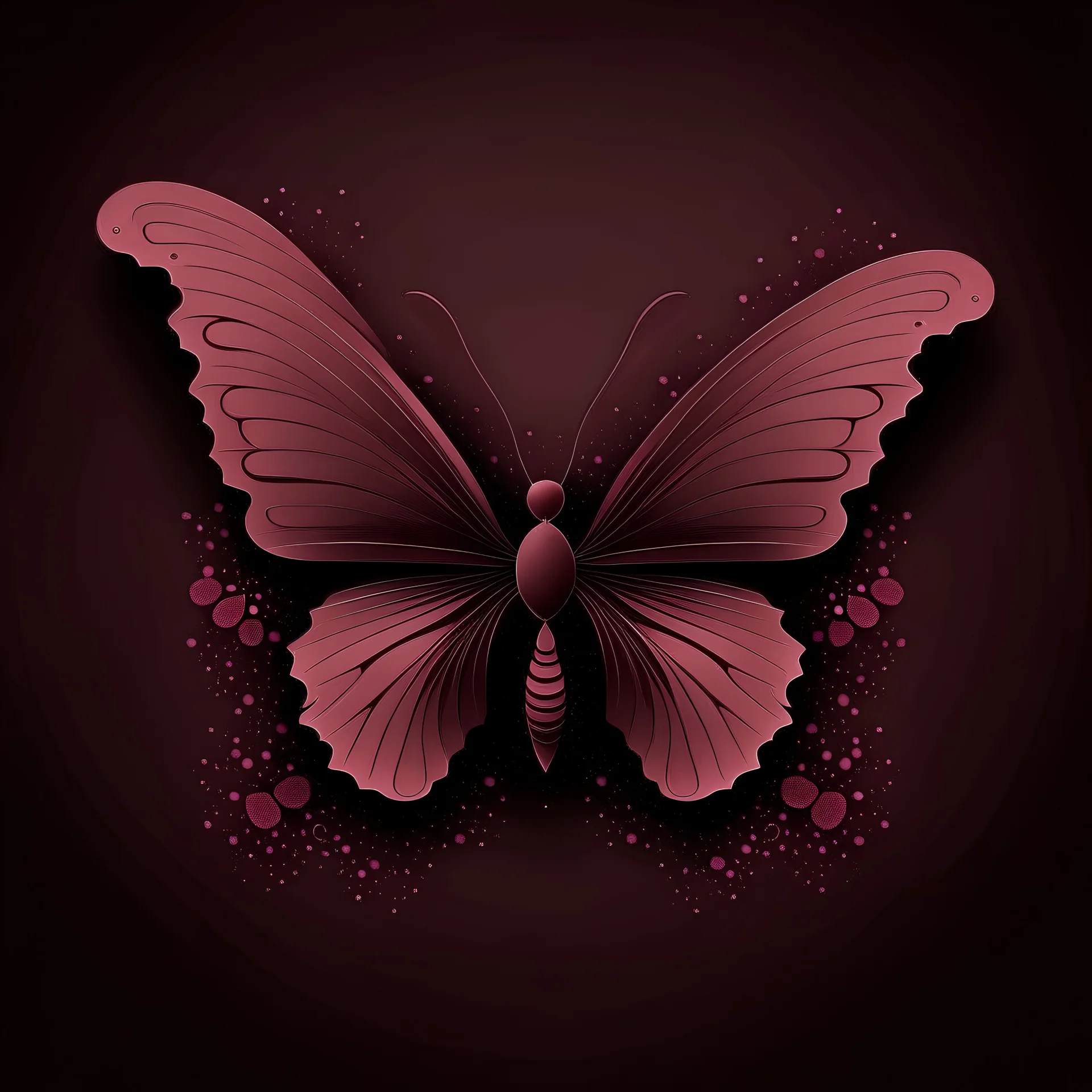 Create dark pink small butterfly dark brown background