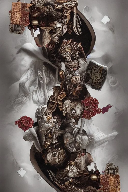 A harlequin character, playing cards with other people , sf, intricate artwork masterpiece, ominous, matte painting movie poster, golden ratio, trending on cgsociety, intricate, epic, trending on artstation, by artgerm, h. r. giger and beksinski, highly detailed, vibrant, production cinematic character render, ultra high quality model