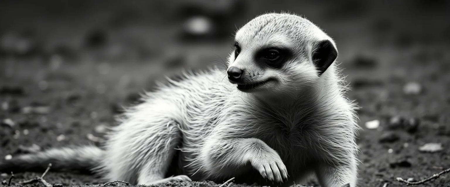 meerkat albino badger has emotional breakdown in bw limbo
