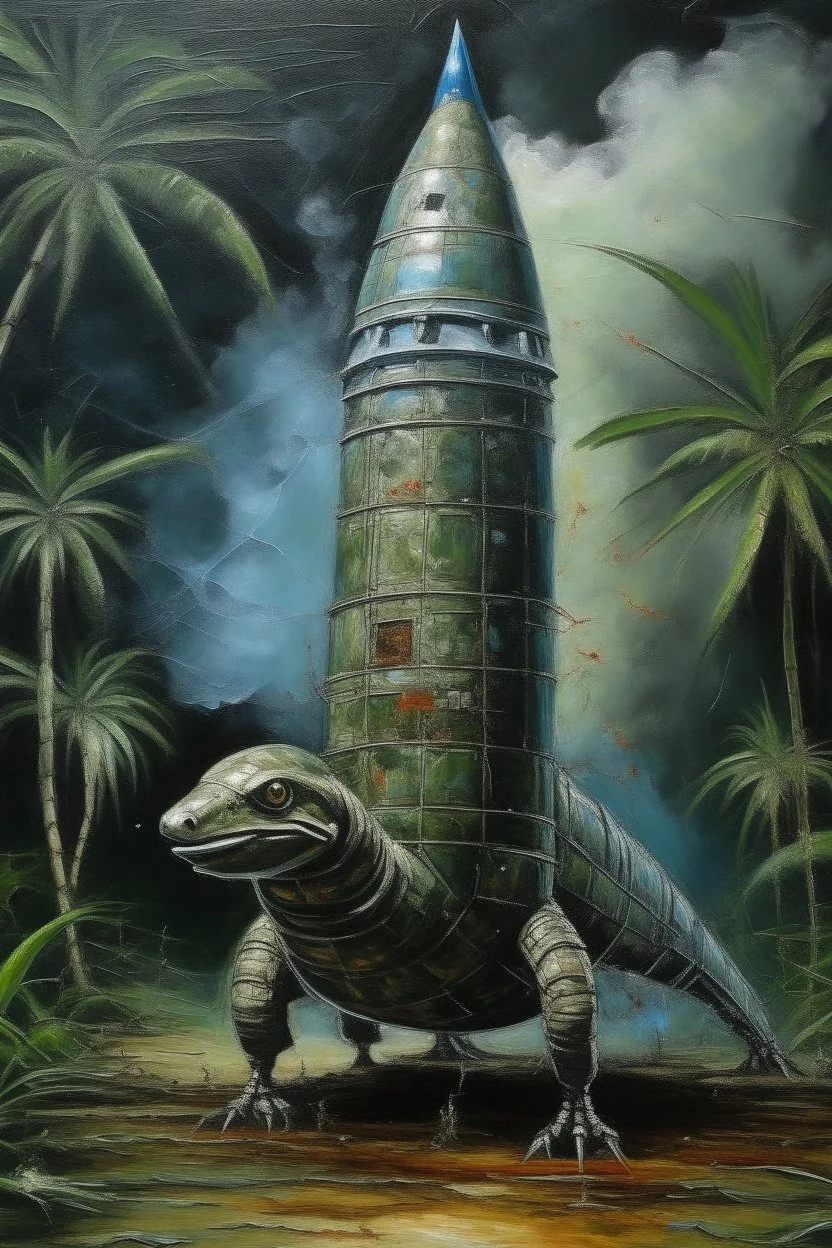 crocodile rocket design competiton, prize winning oil painting