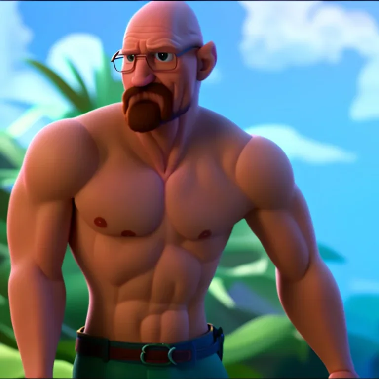 shirtless Walter White , 8k, tropical background.