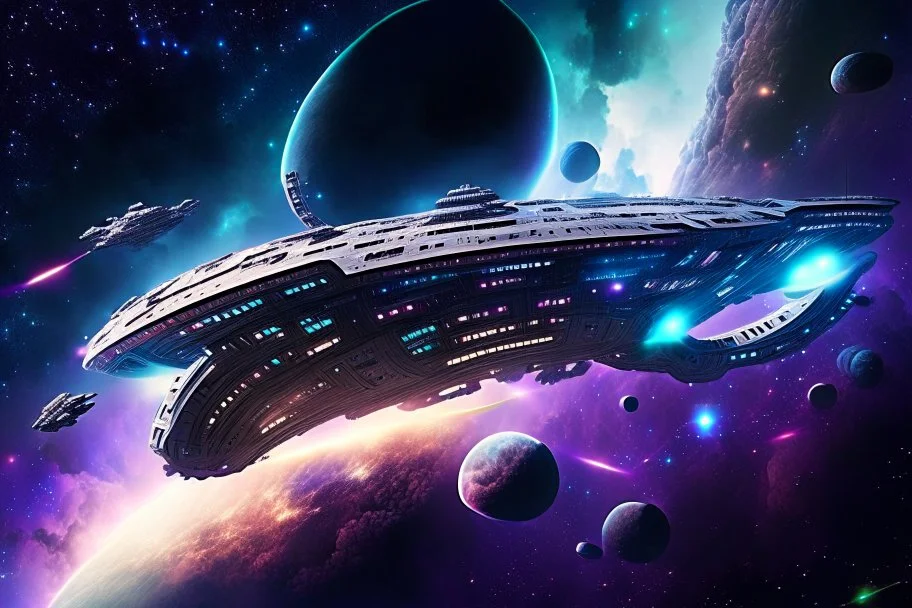 a spaceship cruising through the gAlaxy, holds up to 10 people