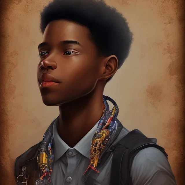 African American young boy creative writer