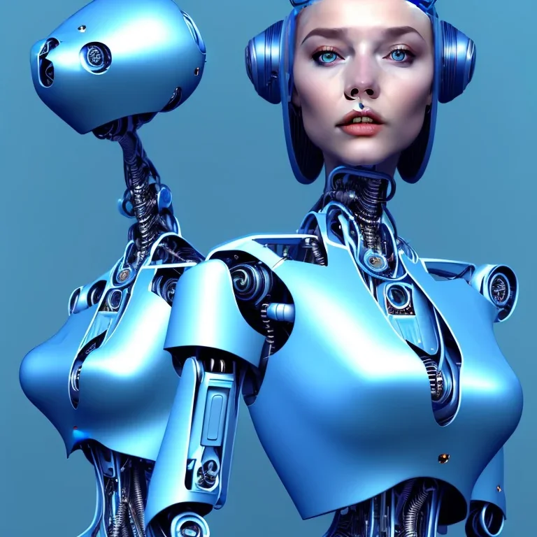 un robot femme bleu