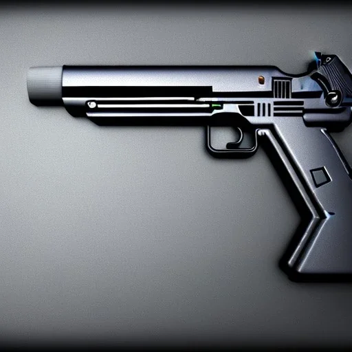 cyberpunk pistol, grey background