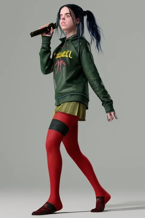 Billie Eilish, in stockings