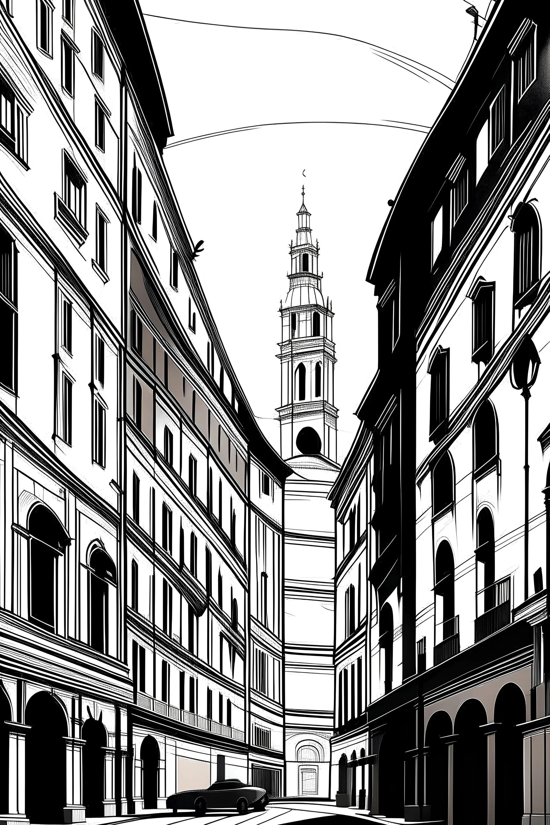 bologna abstract in black and white, very simple to draw