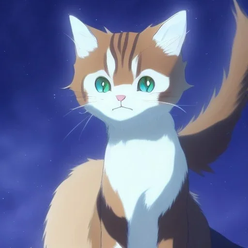 tabby cat animal, anime, ultra-detailed, white background, HD design by makoto shinkai, Granblue Fantasy