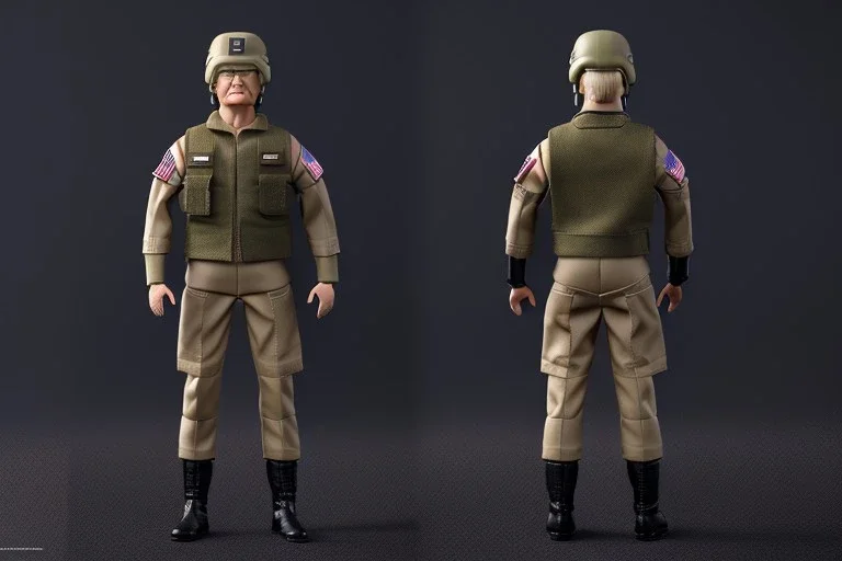 G.I. Joe doll soldier nylon Donald Trump, gun, boots, helmet, Trump facial detail,trump