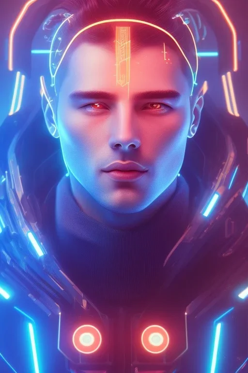 cyberpunk, head, men, portrai, tron