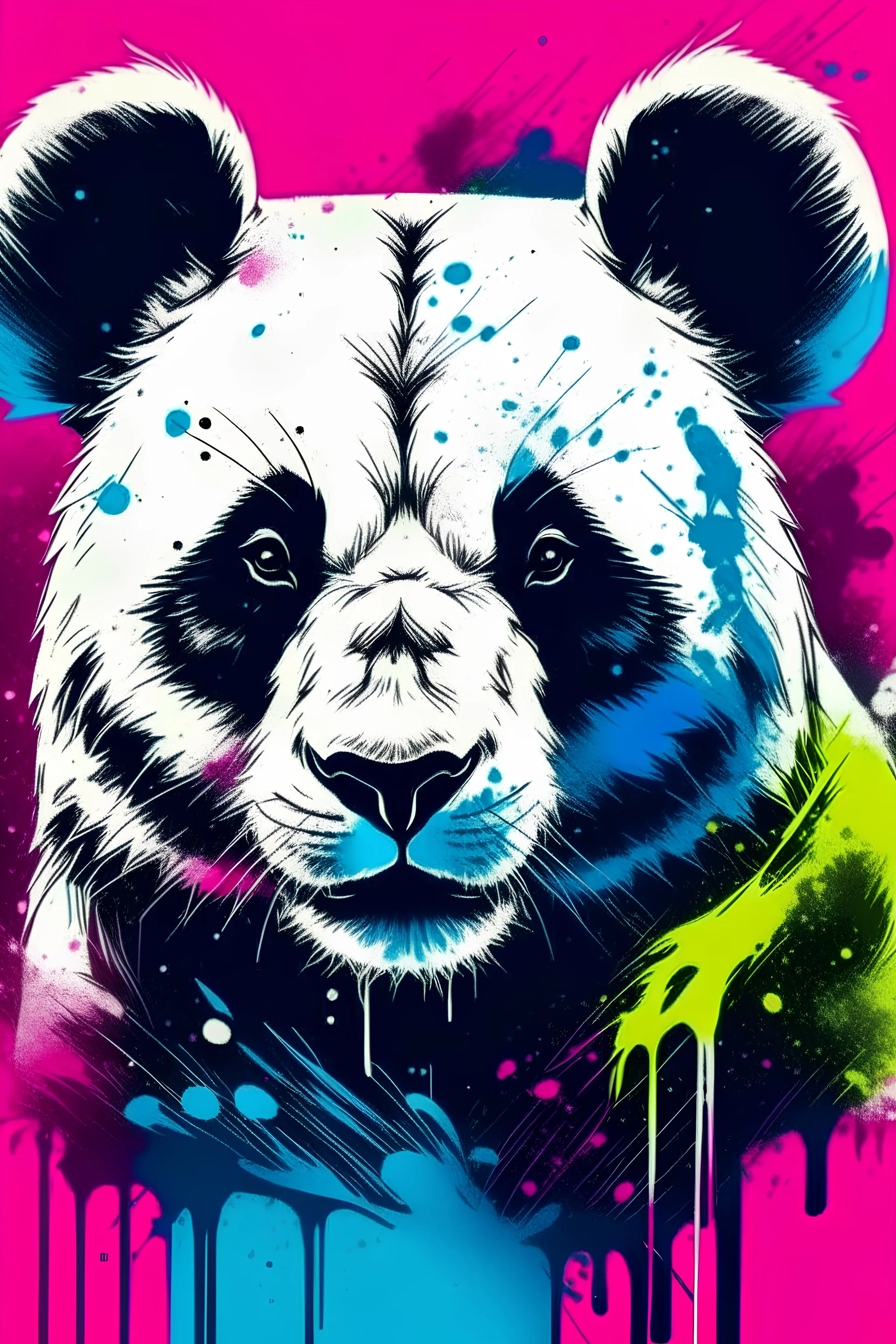 masterpiece, best quality, Siberian panda, simple logo background, in the style of japanese manga, duotone, professional quality panting, ultra detailed, joyful lightning, multiple colors with some shades, half body shot