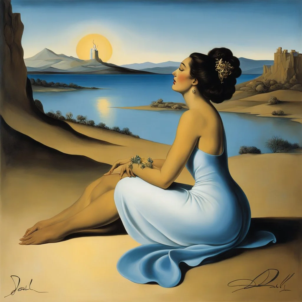 [art by Salvador dali] In humble submission, she kneels, a canvas of desire, Offering her back to the whisper of anticipation's fire. On hands and knees, she waits, a portrait of allure, Her essence bared, ready for the touch so pure. In the tender twilight, she bows, a vision of grace, Awaiting the sweet sting of passion's embrace
