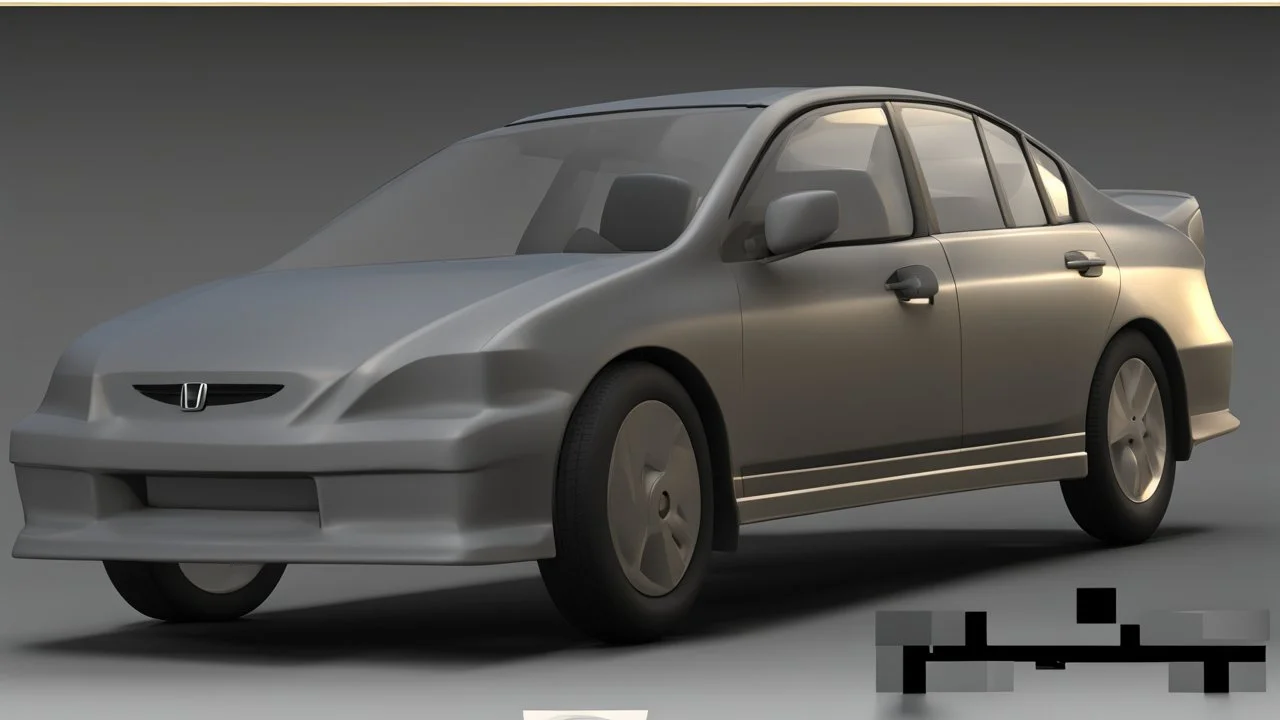 low poligon 3d model of honda civic 2001