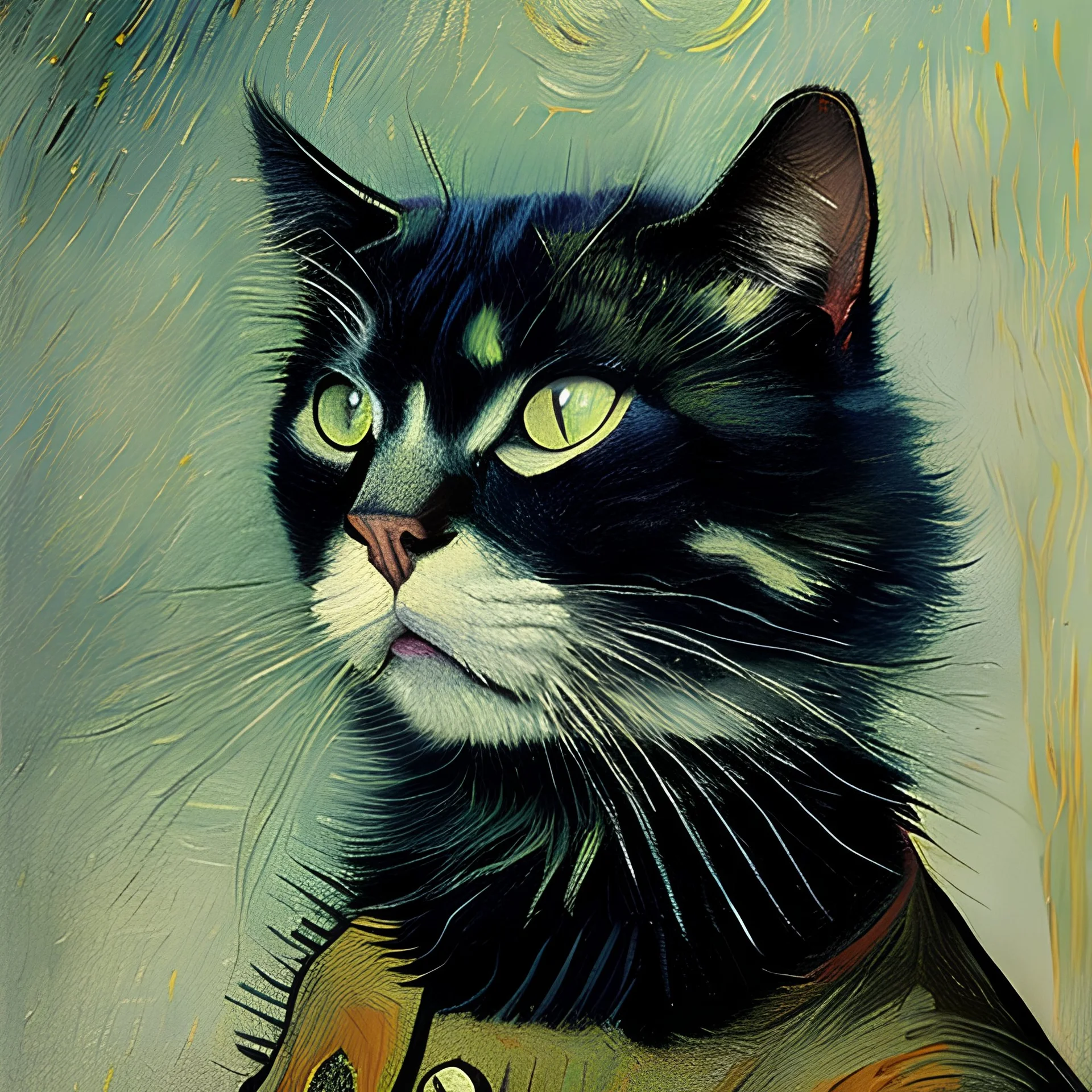 Portrait of a cat by Van Gogh