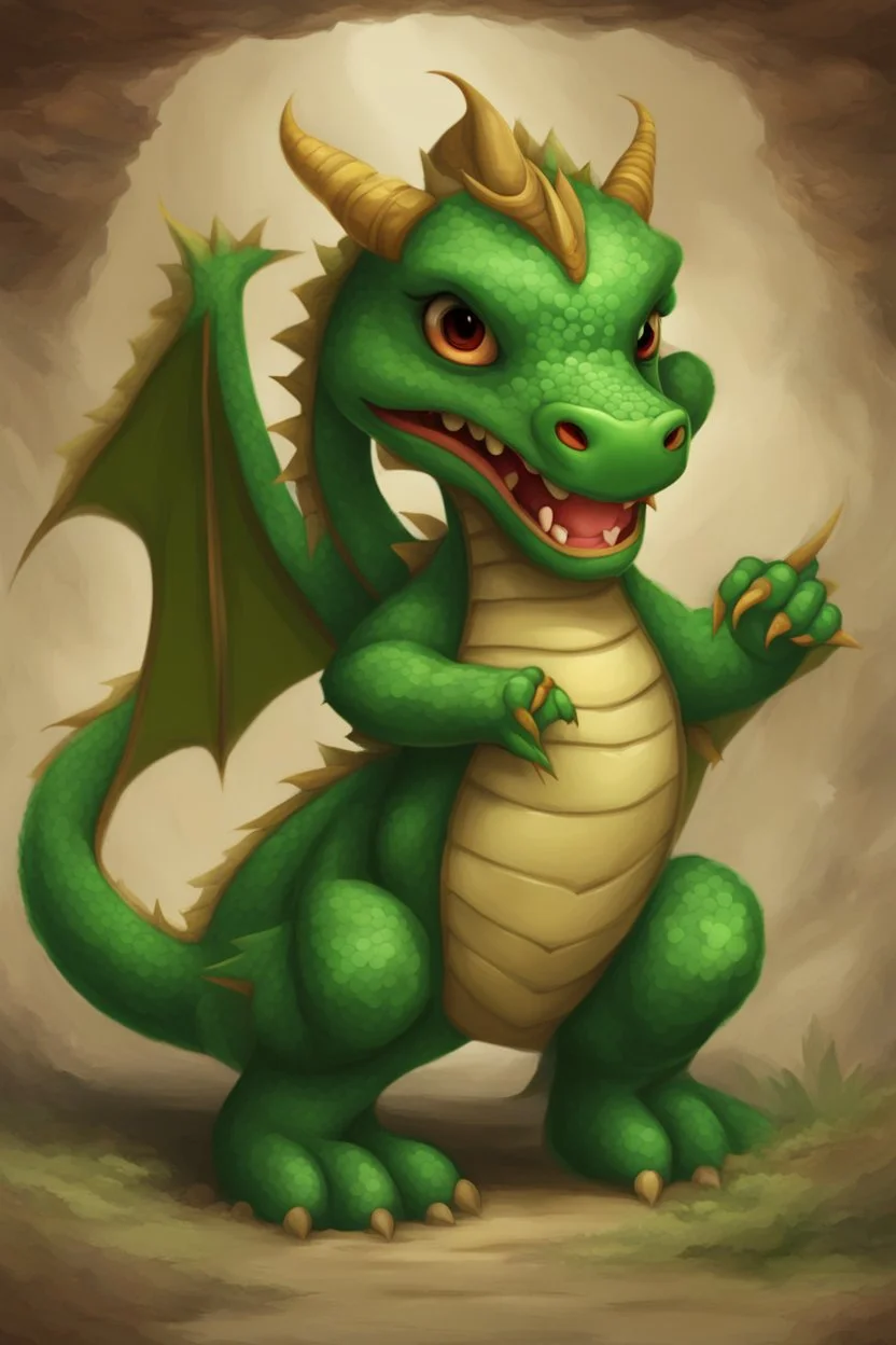 A cute Chinese green dragon