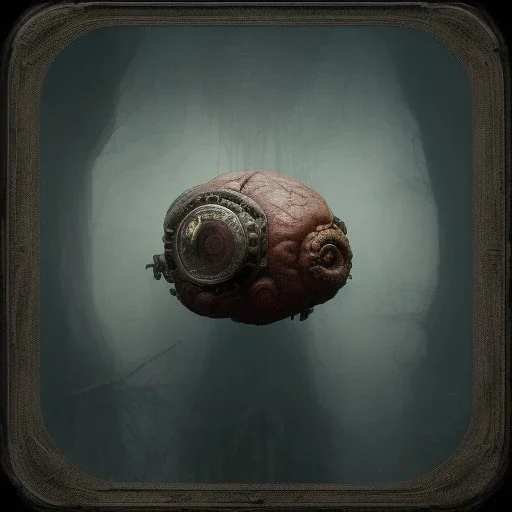 a ugly human brain, steam punk, scary, horror, realistic, made in octane, cinematic, ultra-realistic, extremely detailed octane rendering, 8K, VRAY Super Real ar 2:3, dof photorealistic futuristic 50mm lens hard lighting dark gray tintype photograph, realistic lighting, sephia colors