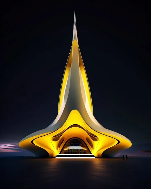 Edificio estilo Zaha Hadid, arte digital, calidad ultra, nubes, personas, 8k 3D