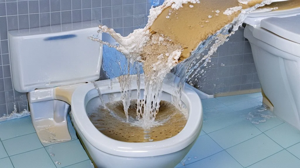 sewage water spilling over toilet