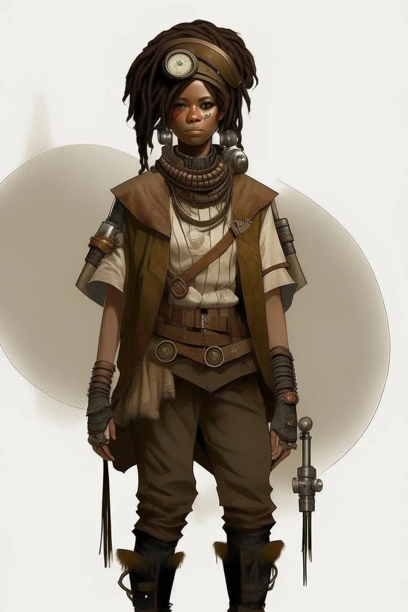 steampunk afro woman technology