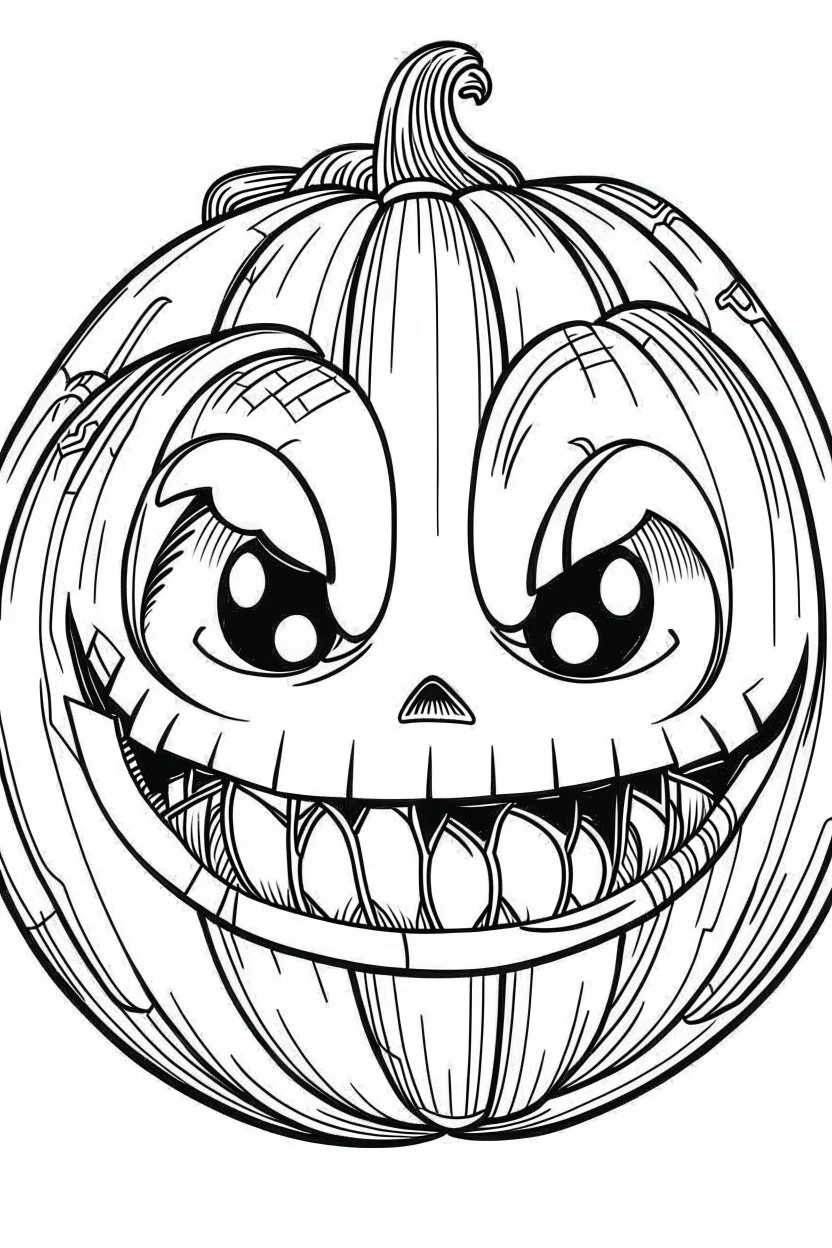 Jack o lantern. Outline, sketch style, only use outline, mandala style, clean line art, white background, no shadows, no clear wall, coloring page. mad face.