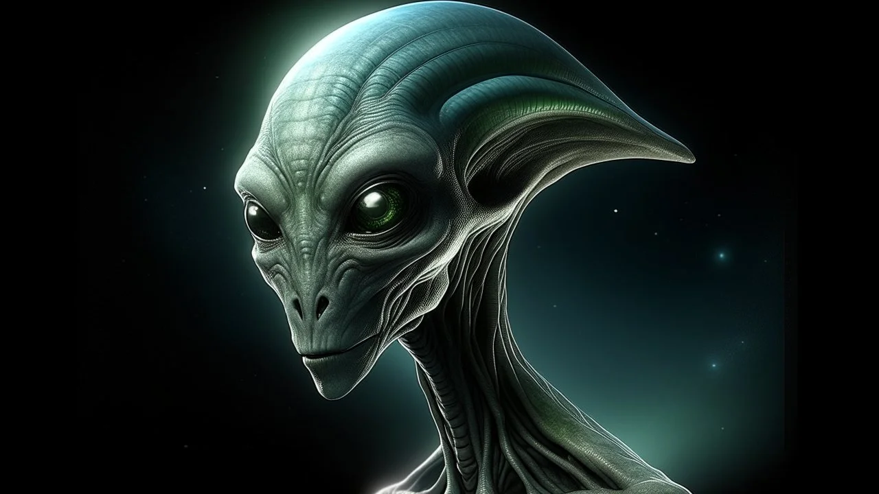 Portrait of a beautiful intelligent alien,