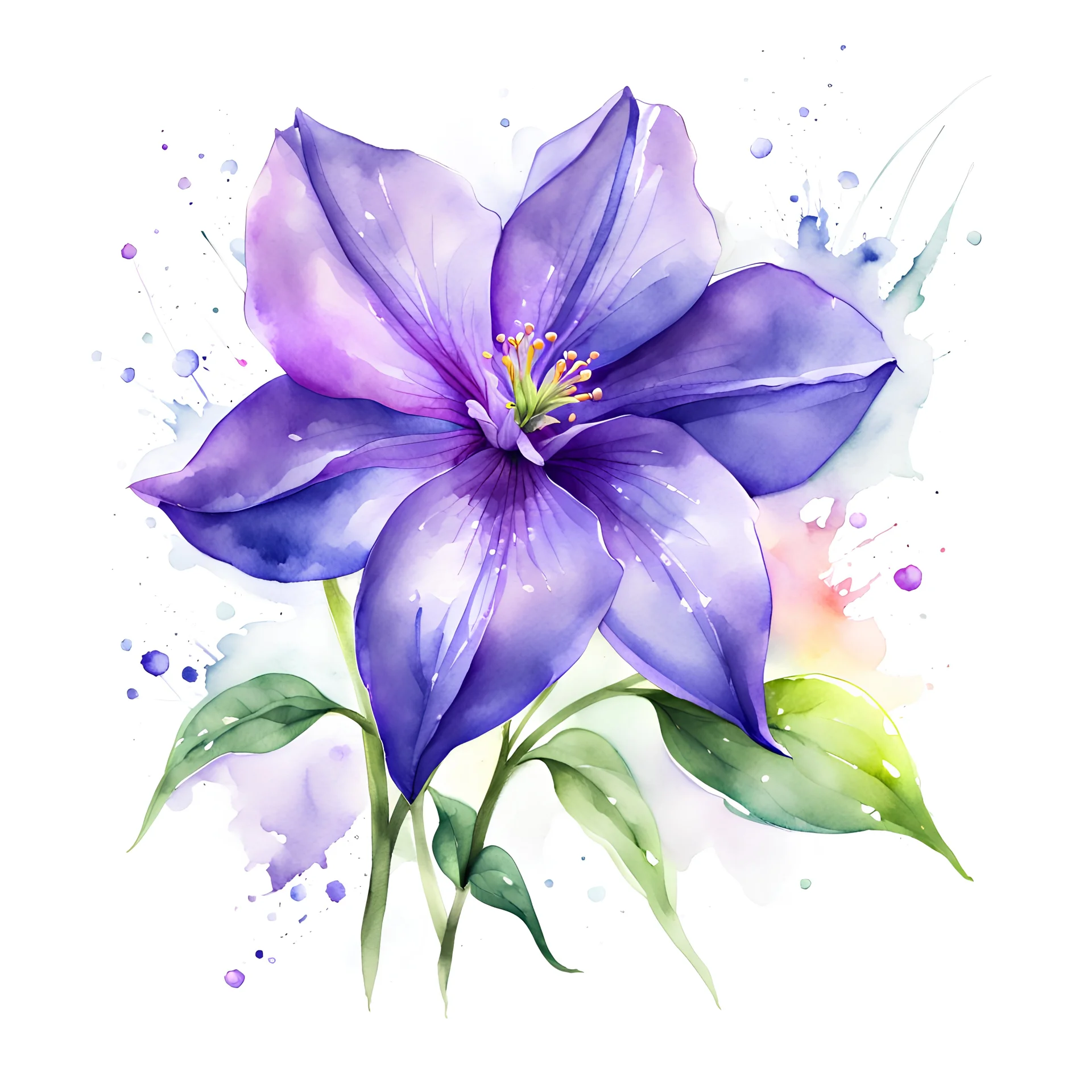 watercolor drawing of a bell flower on a white background, Trending on Artstation, {creative commons}, fanart, AIart, {Woolitize}, by Charlie Bowater, Illustration, Color Grading, Filmic, Nikon D750, Brenizer Method, Perspective, Depth of Field, Field of View, F/2.8, Lens Flare, Tonal Colors, 8K, Full-HD, ProPhoto RGB, Perfectionism, Rim Lighting, Natural Lighting, Soft Lig