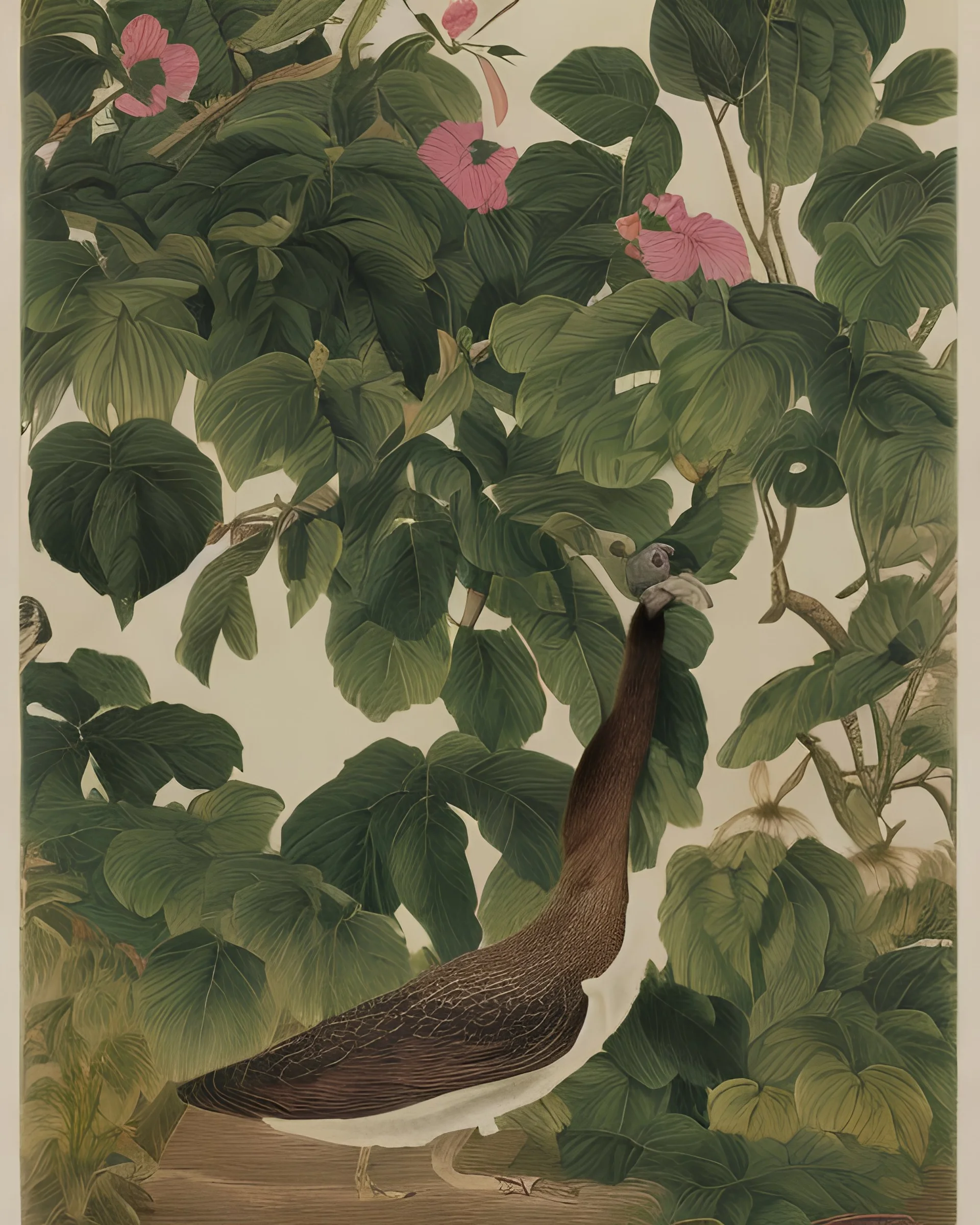 John James Audubon etching of a fully uncropped Dodo bird in a chinoiserie landscape