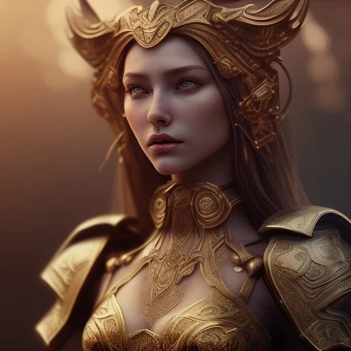 badass female goddess of war, very beautiful figure,tilt shift blur, wearing detailed,armor,object shadow,extraordinary, sharp focus,macro lens,intricate filigree metal design, full body portrait, cinematic, unreal engine 5, 8k, hyper realistic. Volumetric lighting, unreal engine 5 ,hyper elegant,hyperphotorealistic, epic composition,cinematic lighting, hyperphotomaximalist, masterpiece,epic composition, ,Glim lighting